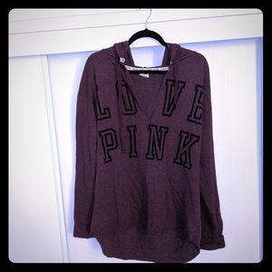 VS pink burgundy high low hoodie